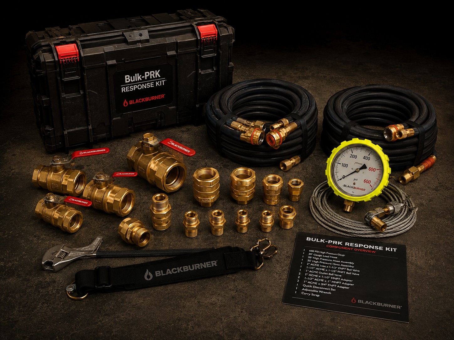 Bulk-PRK Response Kit full component layout with BLACKBURNER gauge